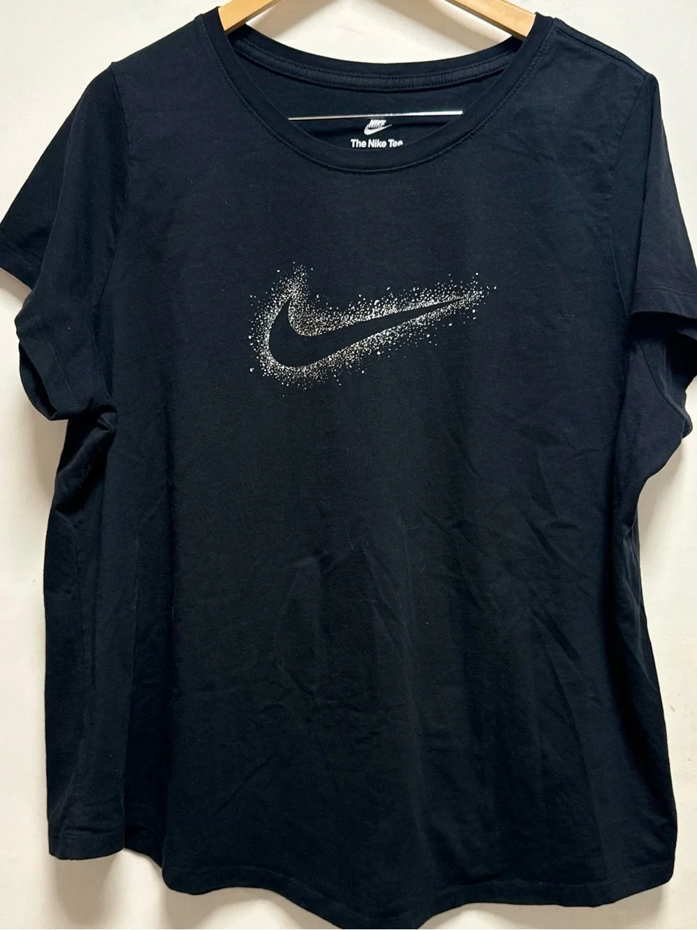 Nike Black Tee with Silver Speckled Swoosh